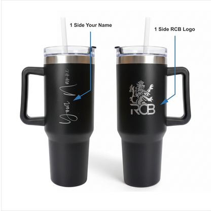 RCB Customized Stainless Steel Tumbler with Handle – Dual Side Engraving
