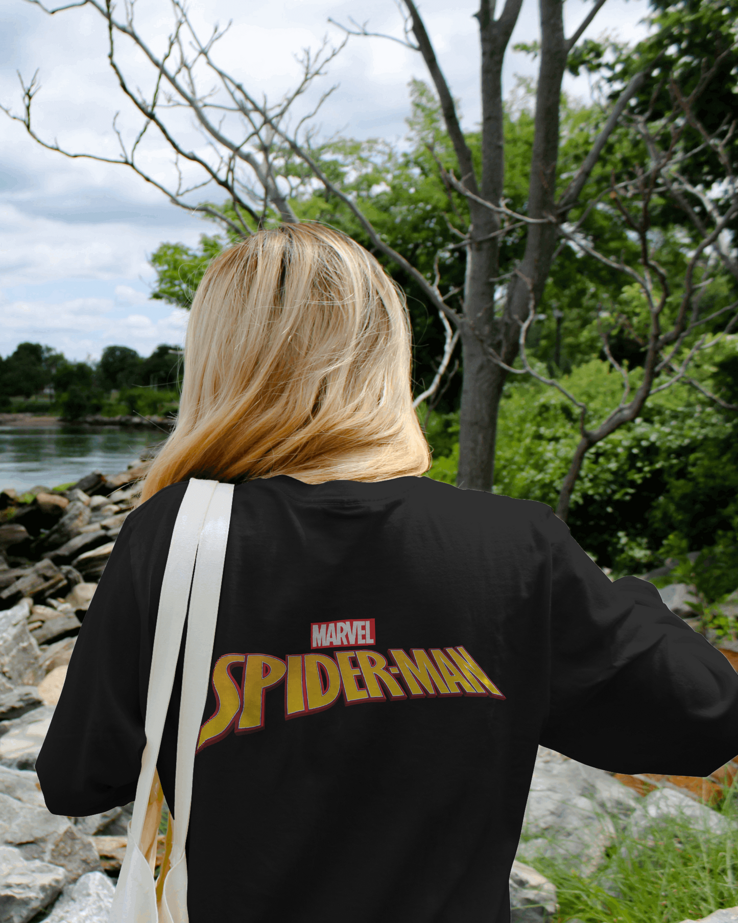Marvel Spiderman Oversized  Women's Black T shirt