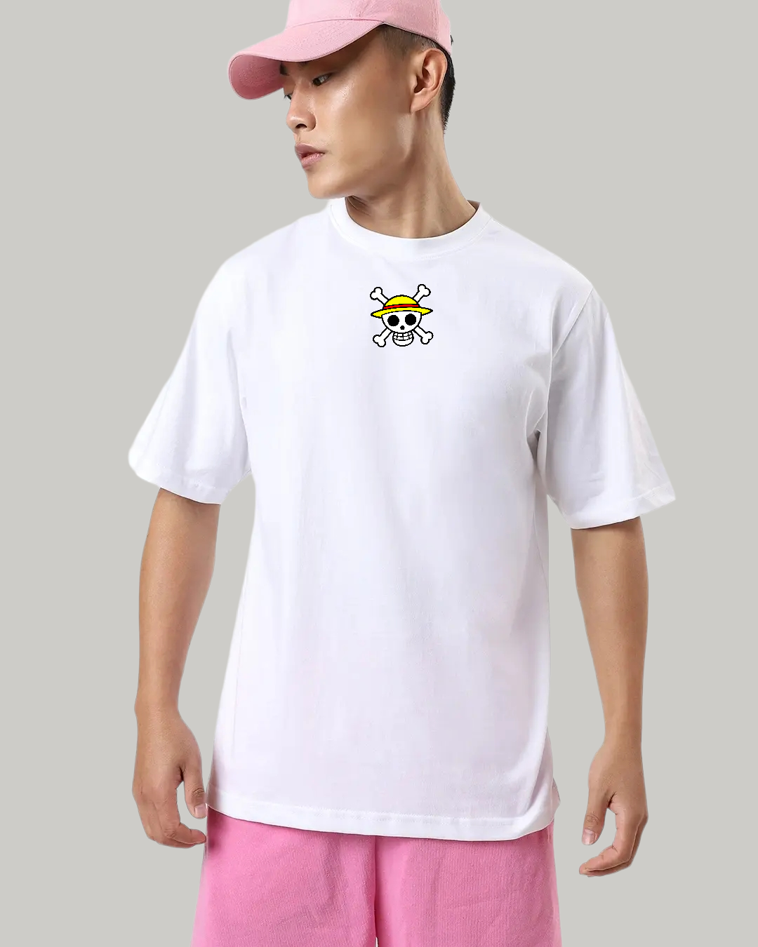 White Printed Oversized Men's T-Shirt