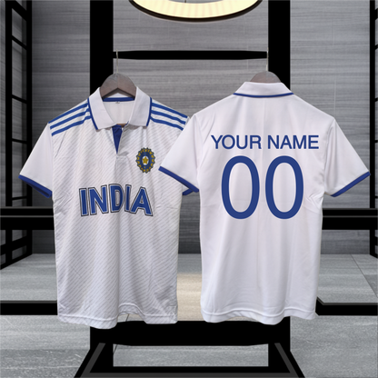 Customized Indian Cricket Team (white) New World with Apollo Tyres Cup Jersey – Fan -Edition2025