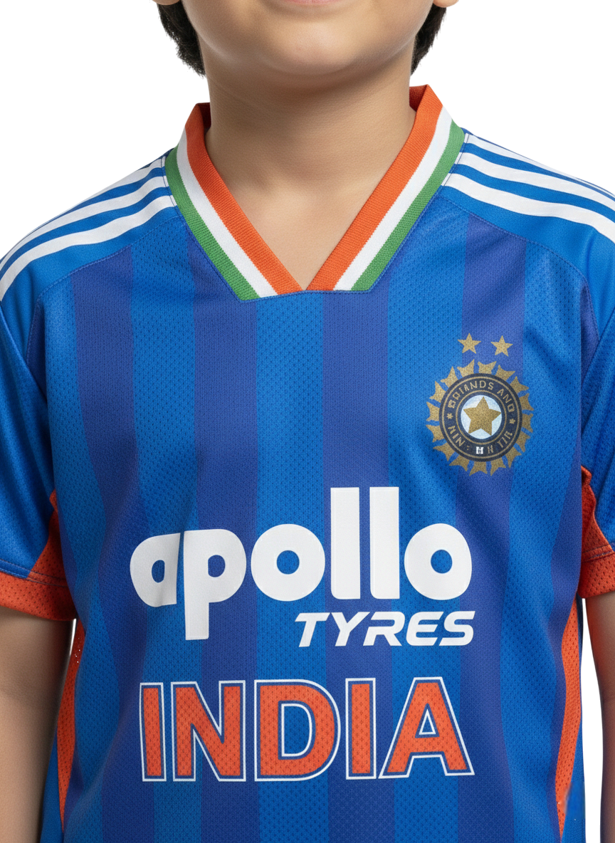 Premium Kids' Team India Cricket Jersey – 2026 Fan Edition